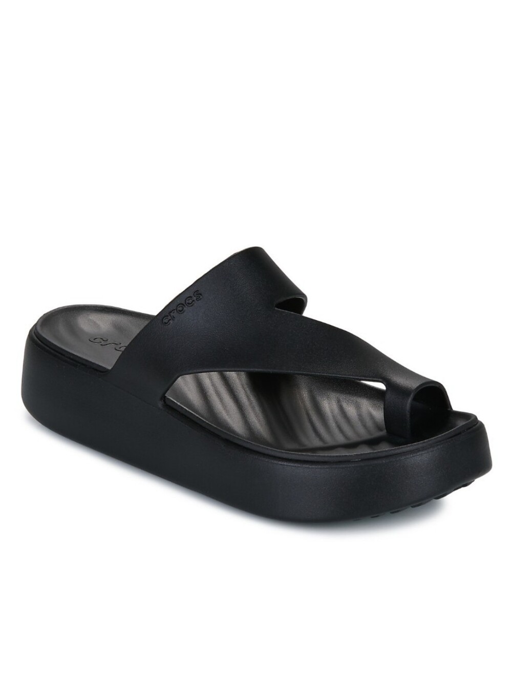 Viral CROCS Black Platform Toe Loop Sandals - Picture 3 of 6